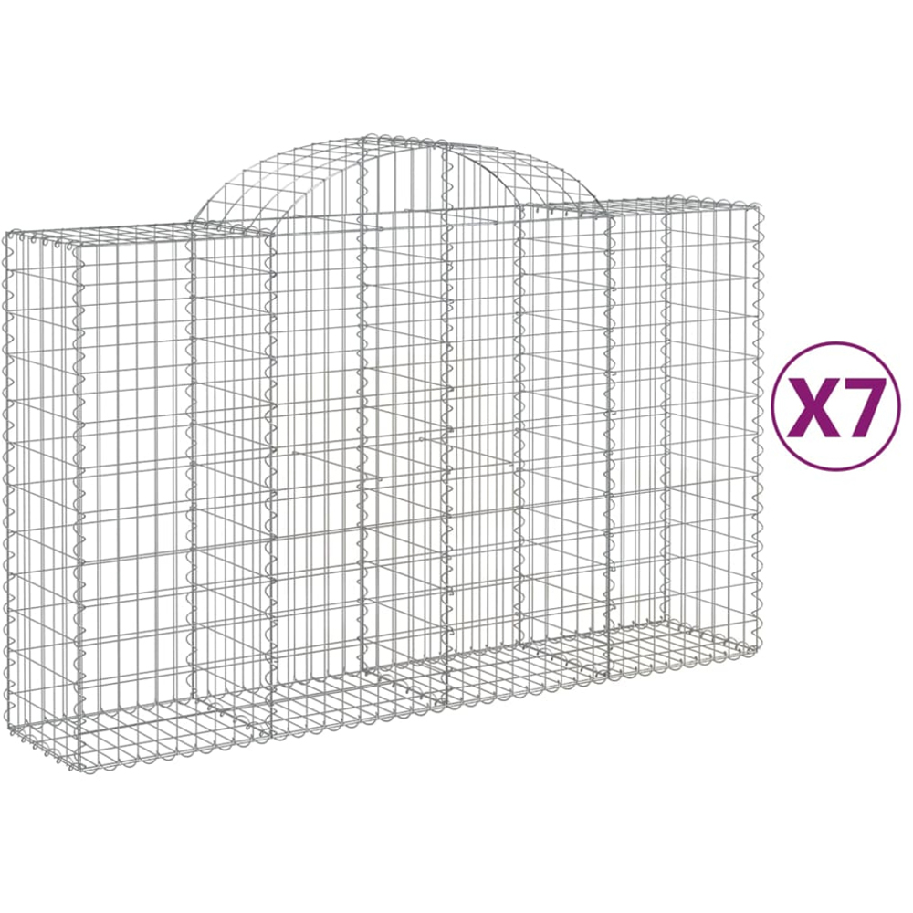 vidaXL Silver Galvanised Iron Arched Gabion Basket 200 x 50 x 120/140cm 7 Pack Image 4