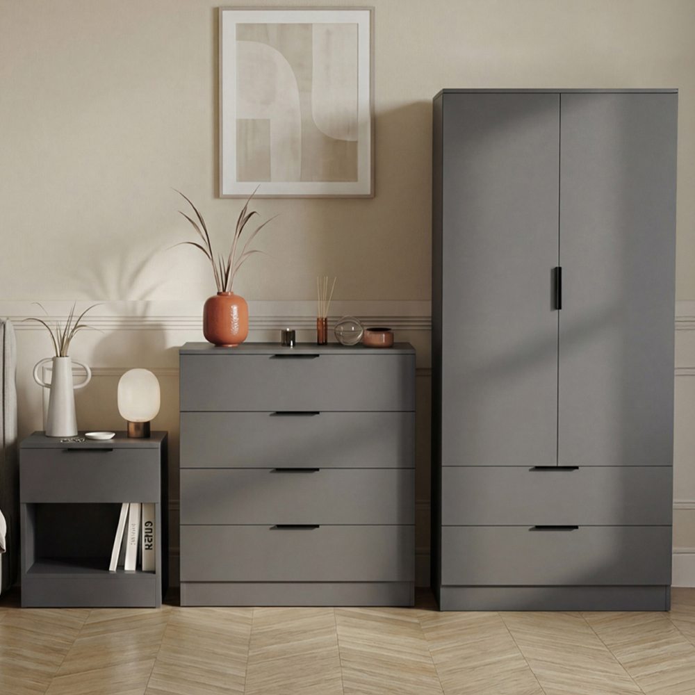 VIDA DESIGNS Trega Grey 3 Piece Bedroom Furniture Set Image 1