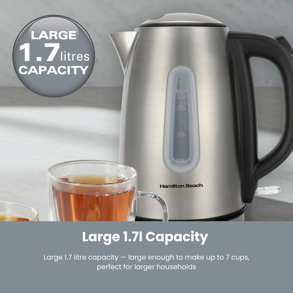 Hamilton Beach HB01402B Rise Brushed Stainless Steel 1.7L Kettle Image 6