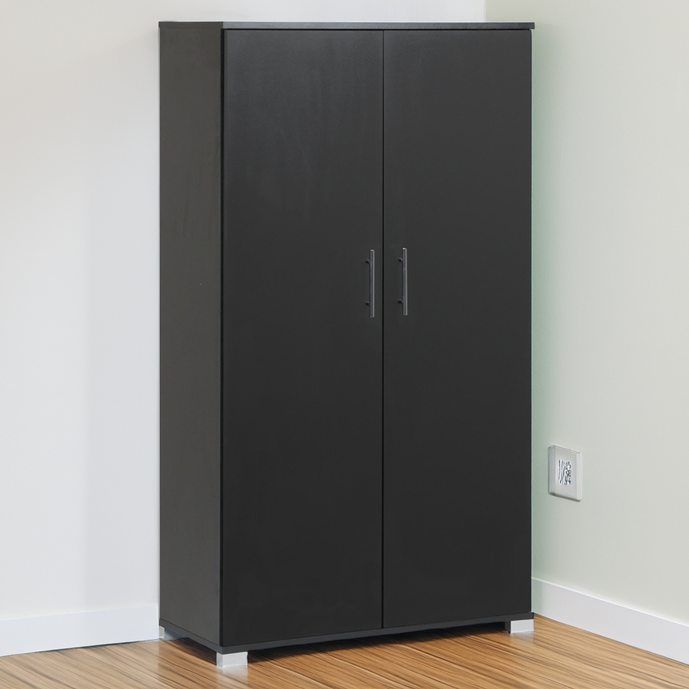 MMT Furniture Designs 2 Door Black Wooden Lockable Filing Cabinet Image 1