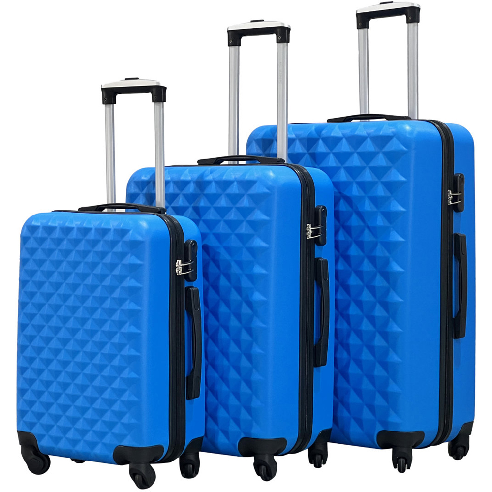 Groundlevel 4 Wheel Diamond Set of 3 Blue Luggage Suitcase Image 2
