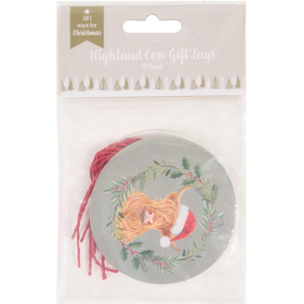 Pack of 12 Highland Cow Design Gift Tags Image 1