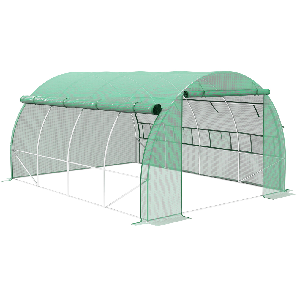 Outsunny Green Plastic 10 x 13ft Polytunnel Greenhouse Image 1