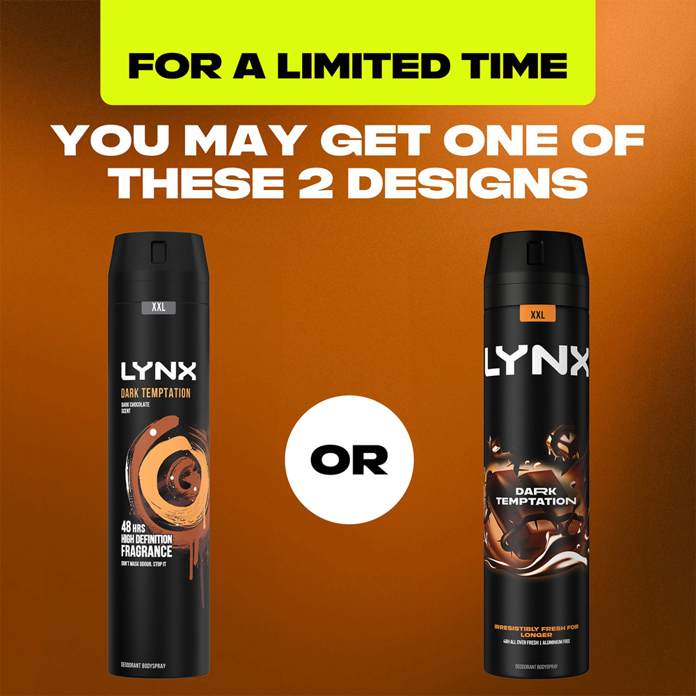 Lynx Dark Temptation Dark Chocolate 48H Protection Deodorant Body Spray 150ml 3 Pack Image 7