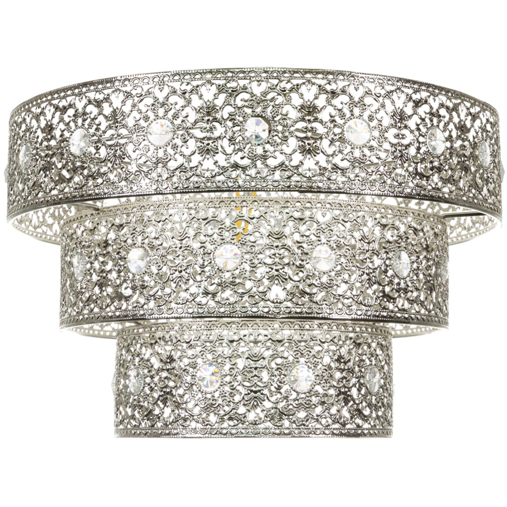 Happy Homewares Moroccan Style 3 Tier Polished Silver Acrylic Gem Pendant Shade Image 4