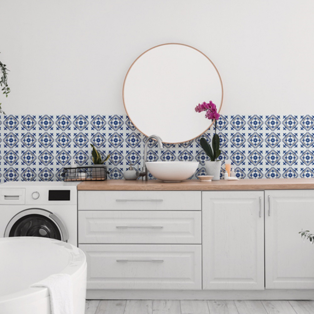 d-c-fix Nadia Blue Sticky Back Vinyl Wall Tile 18 Pack Image 4