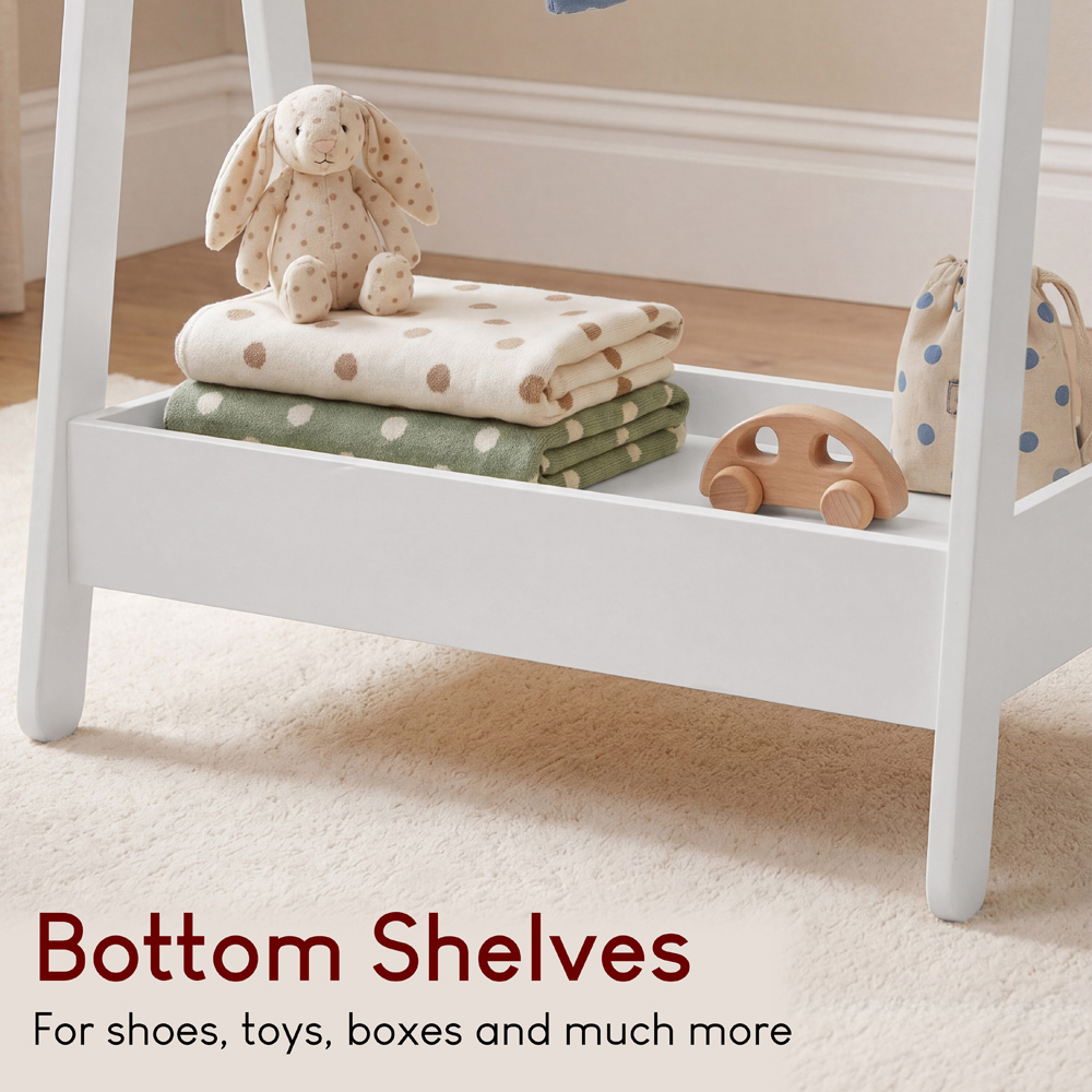 JUNIOR VIDA White Kids Clothes Rack with Storage Shelf Image 5