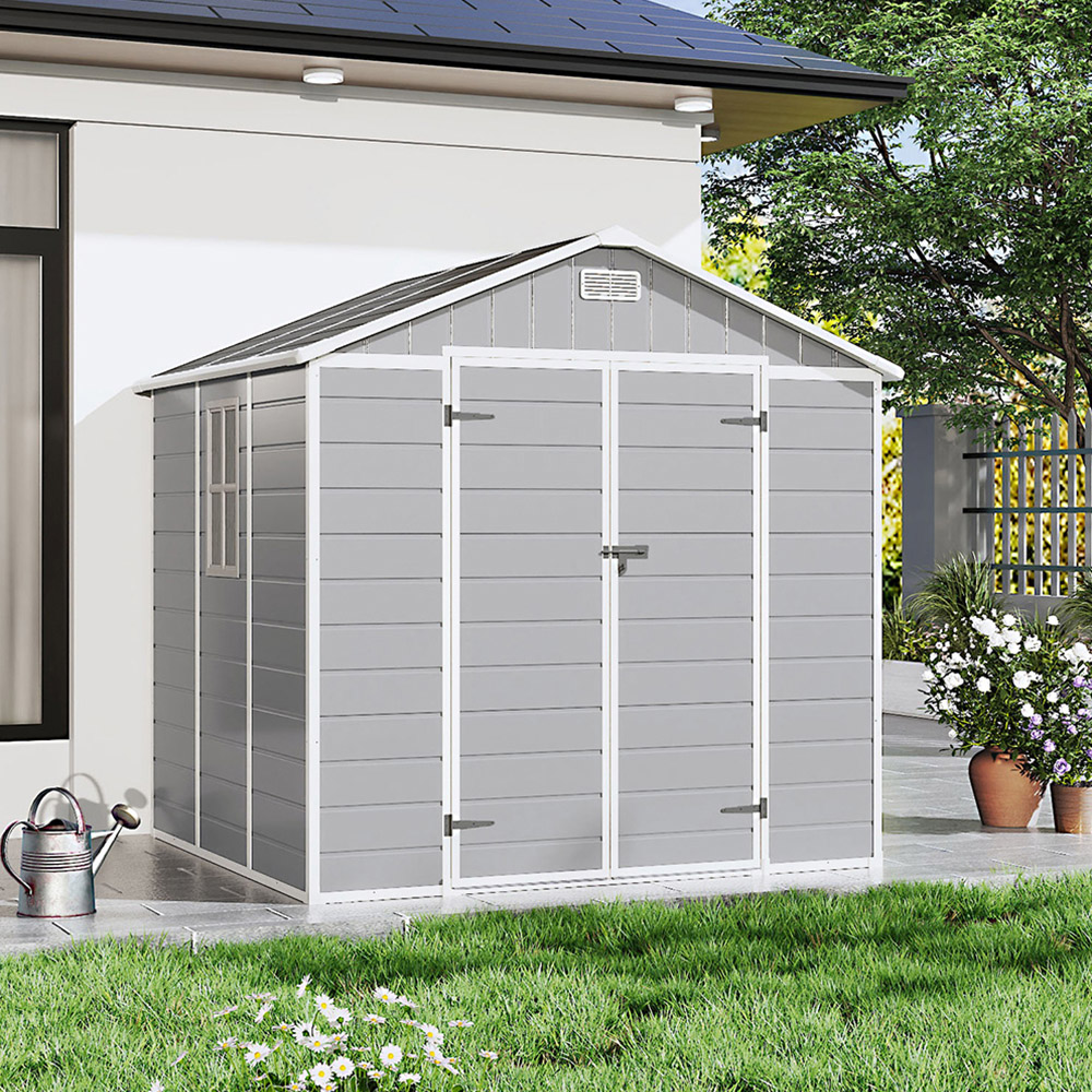 Living and Home 8 x 4ft Grey Waterproof Outdoor Storage Shed Image 2