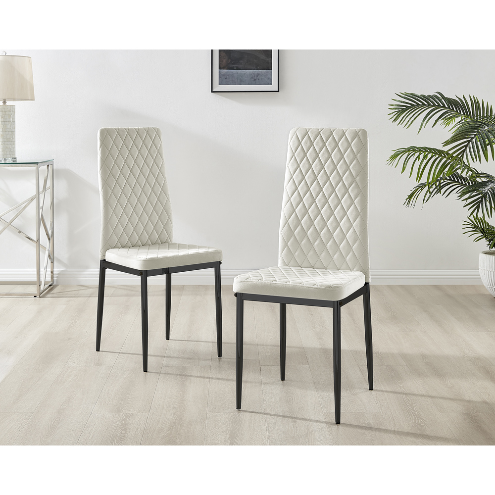 Furniturebox Valera Set of 4 Cream and Black Velvet Dining Chair Image 7