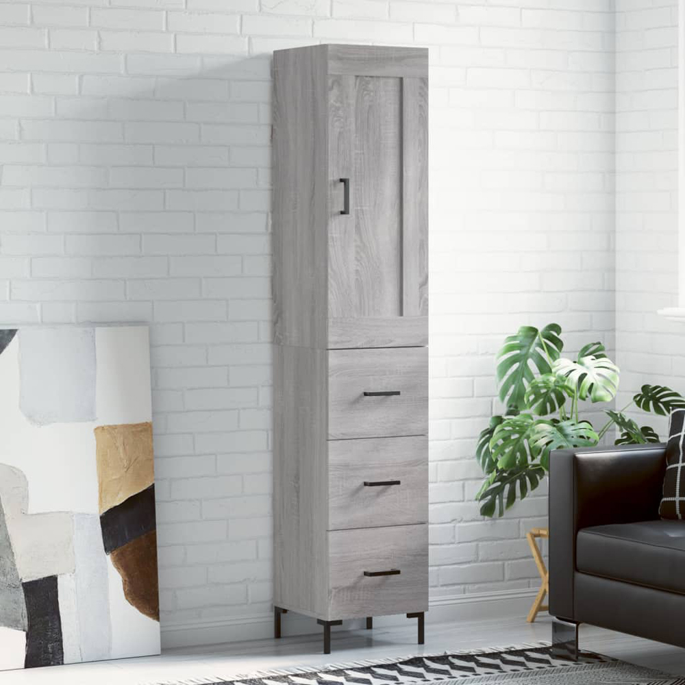 vidaXL Single Door 3 Drawer Grey Sonoma Highboard Image 5