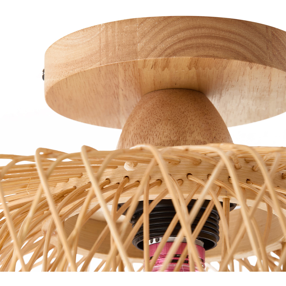 Living and Home Natural Wood and Bamboo Hardwired Lantern E27 Ceiling Light Image 5