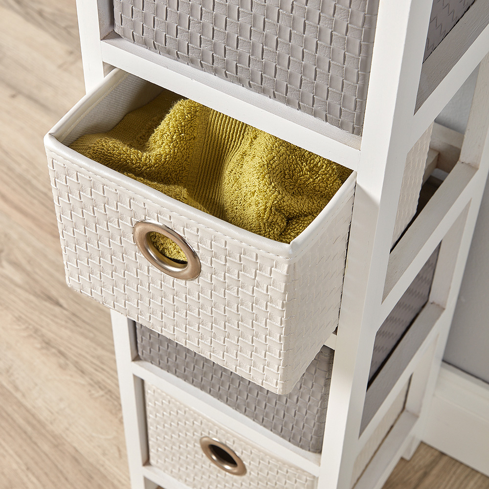 Home Source Sandringham 4 Drawer White and Grey Storage Cabinet Image 3