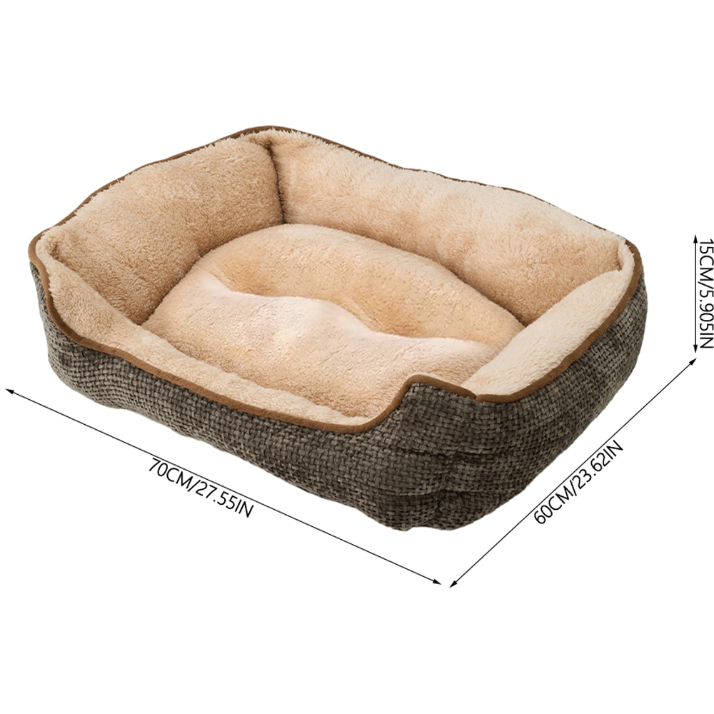 H&O Direct 70cm Brown Ultra Soft Chenille Dog Bed with Anti-Slip Bottom Image 6