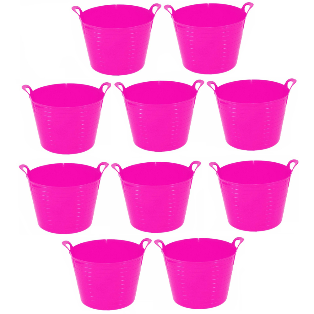 Eurotrade 42L Pink Plastic Storage Bucket 10 Pack Image 1