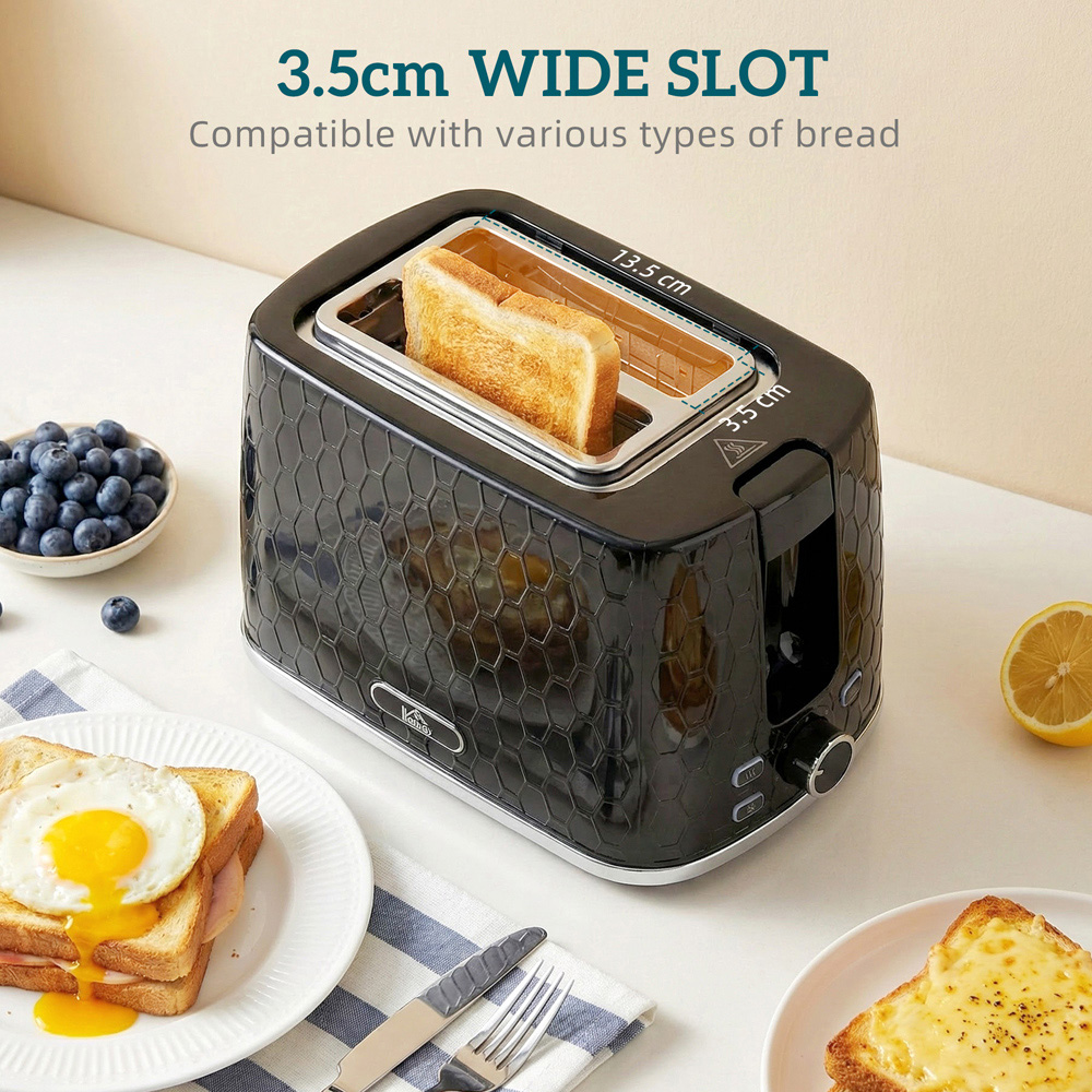 HOMCOM Black 1.7L Fast Boil Kettle and 2 Slice Toaster Set Image 8