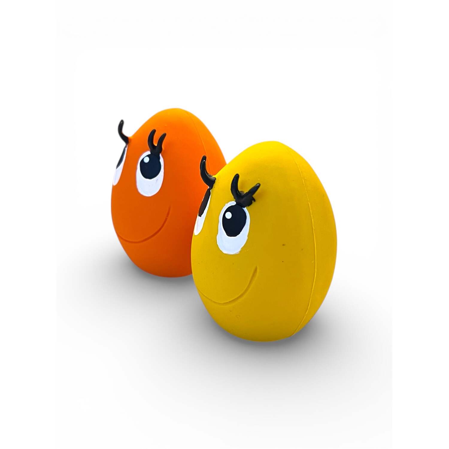 Totally Pawsome OVO Medium Yellow and Orange Squeaky Dog Toy Eggs, 2 Pack Image 3