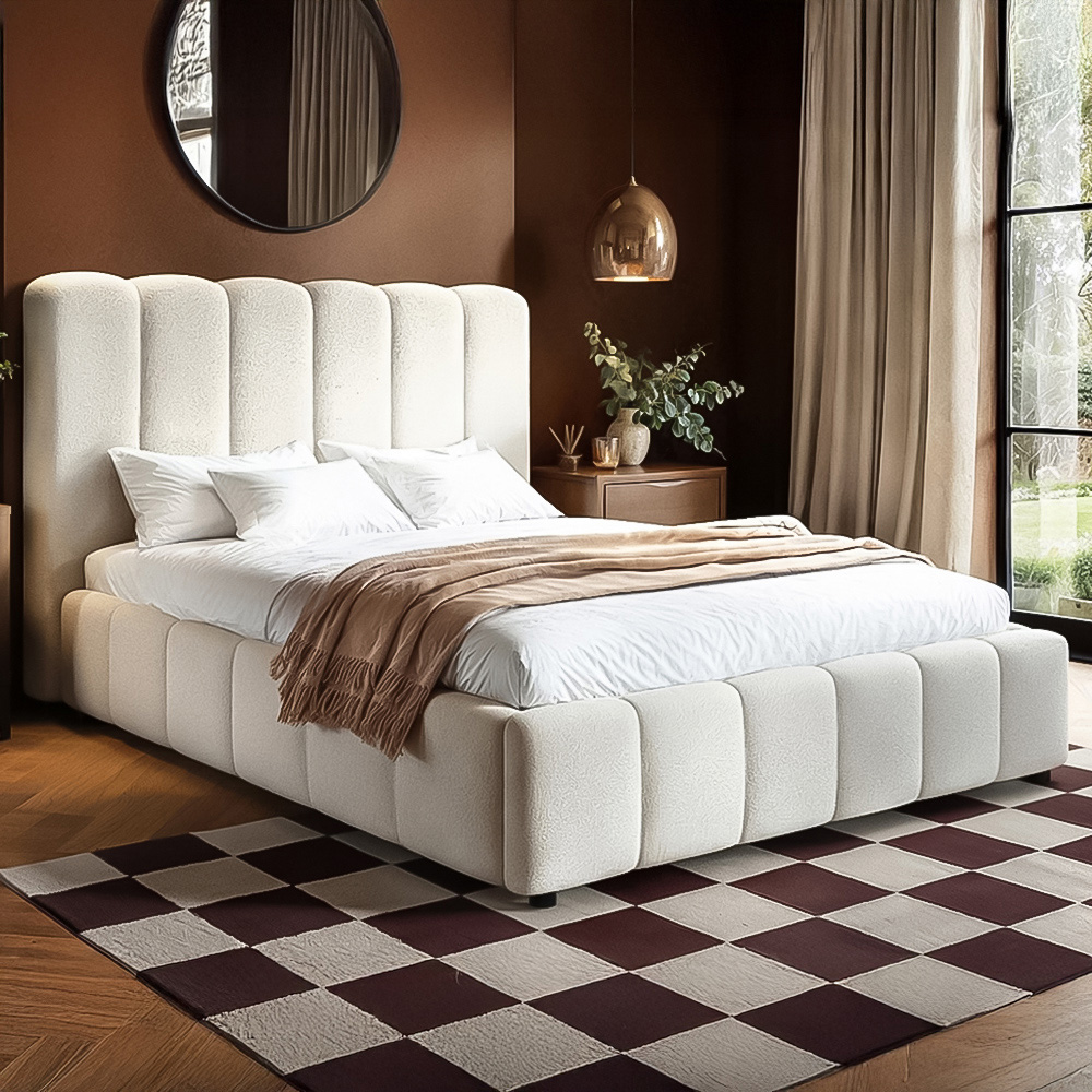 Solace+Co Emilie Double Boucle Ribbed Ottoman Bed Image 1