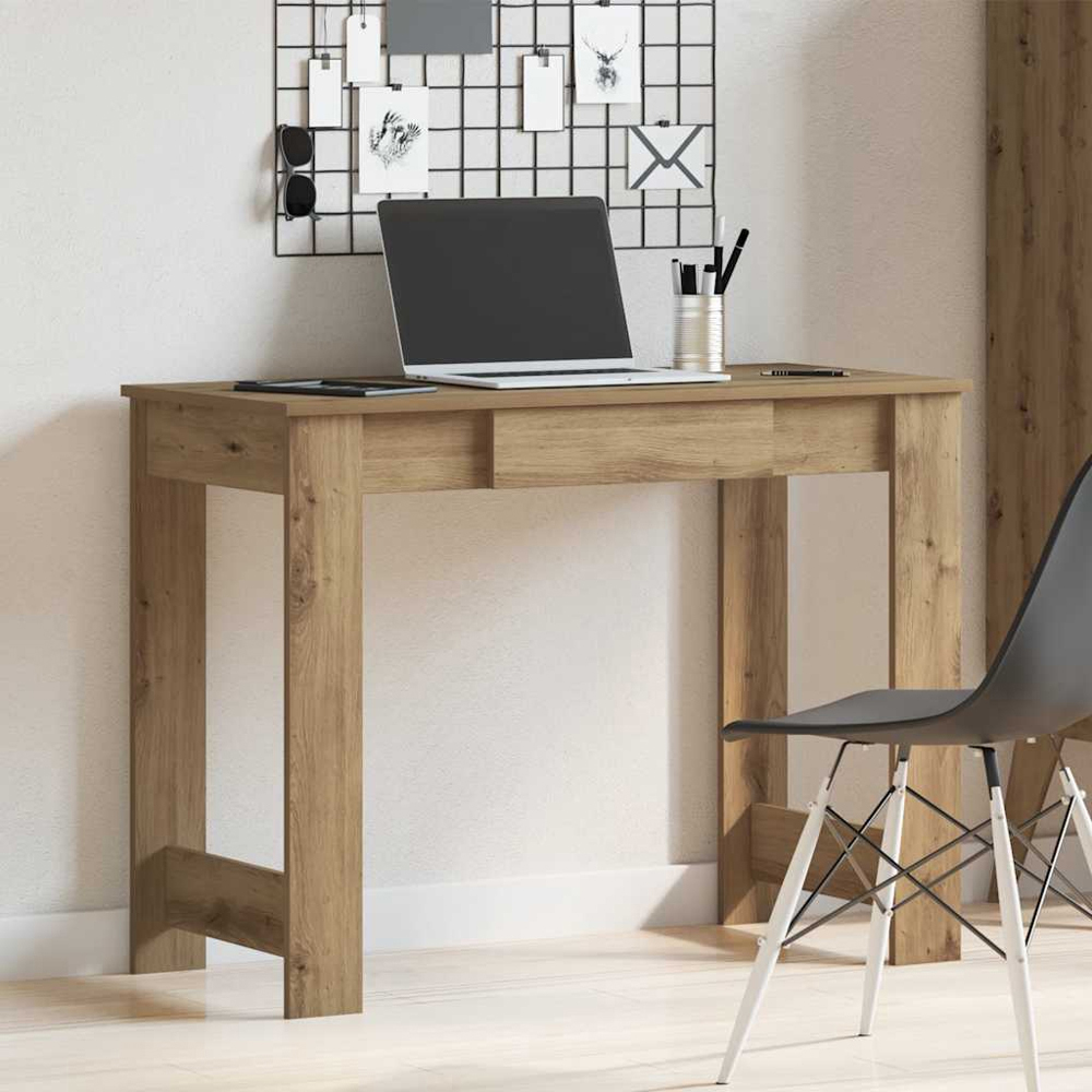 vidaXL Single Drawer Computer Desk Artisan Oak Image 8