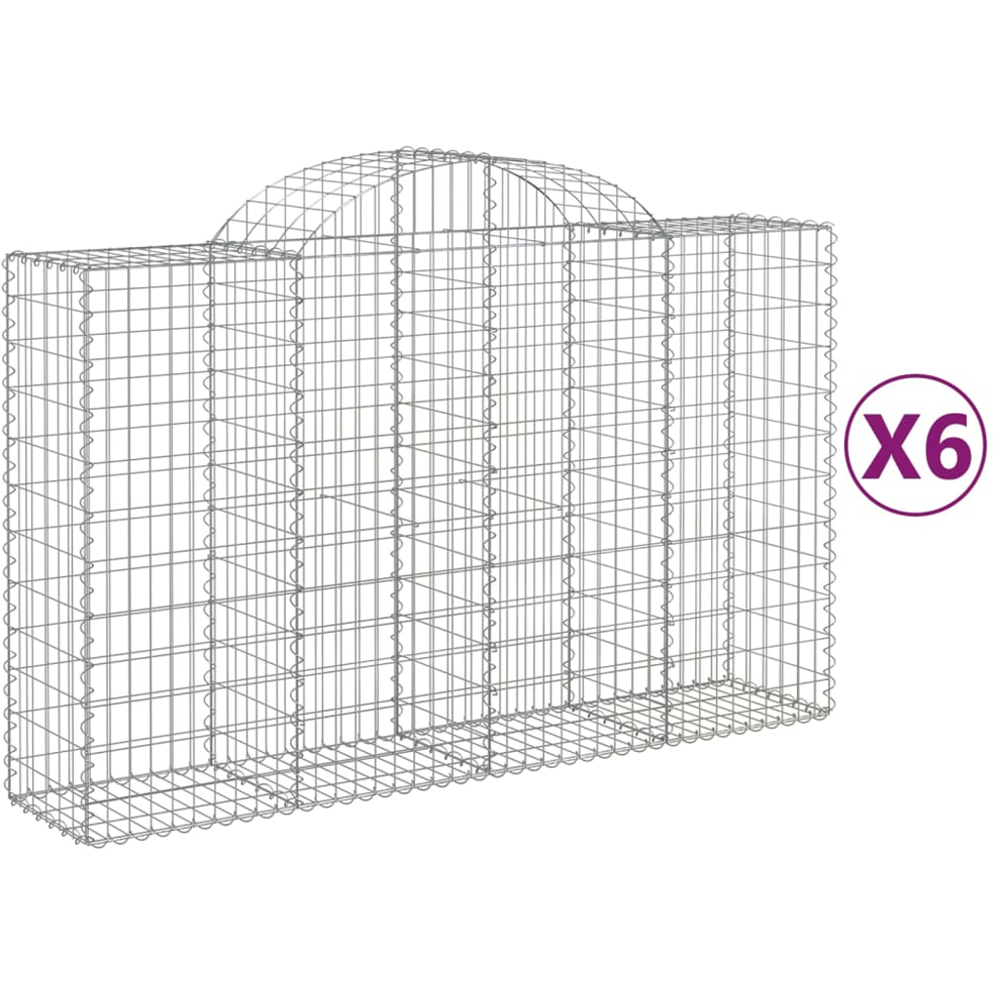 vidaXL Silver Galvanised Iron Arched Gabion Basket 200 x 50 x 120/140cm 6 Pack Image 2