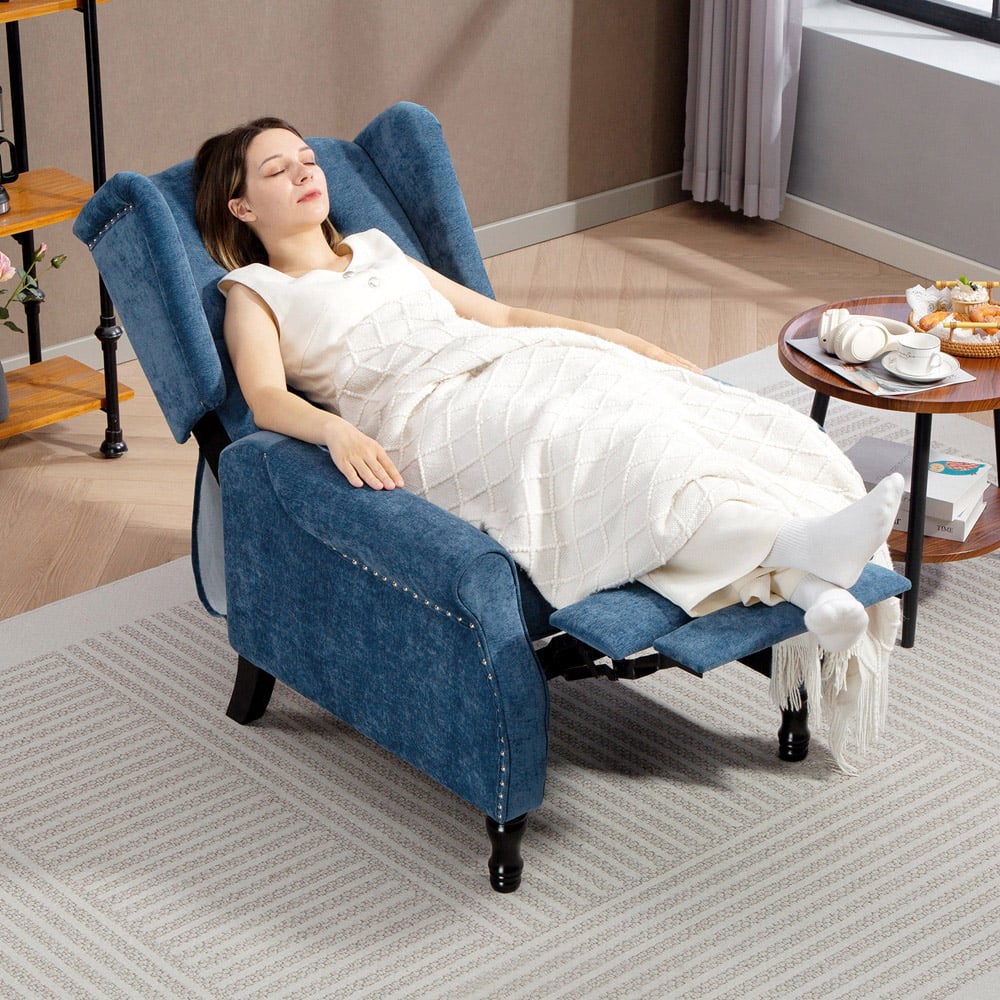 HOMCOM Royal Blue Manual Recliner Armchair Recliner with Footrest Image 4