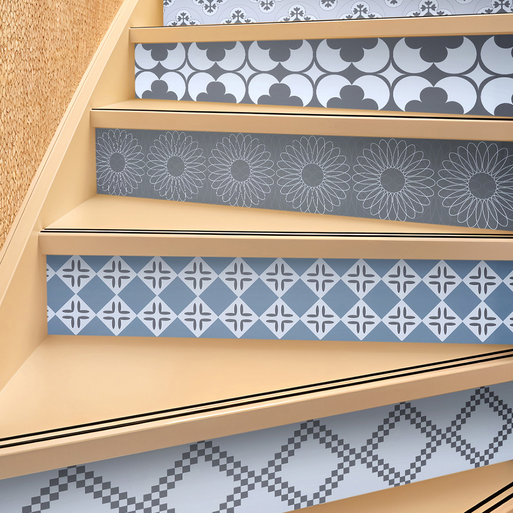 Living and Home Multicolour Lattice Self-Adhesive Peel and Stick Stair Riser Sticker 12 Pack Image 7