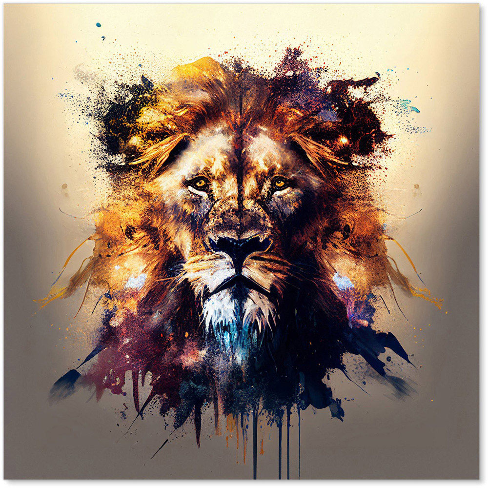Warren Reed Designer Splashart Majestic Lion Face Glass Kitchen Splashback 60 x 60cm Image 2