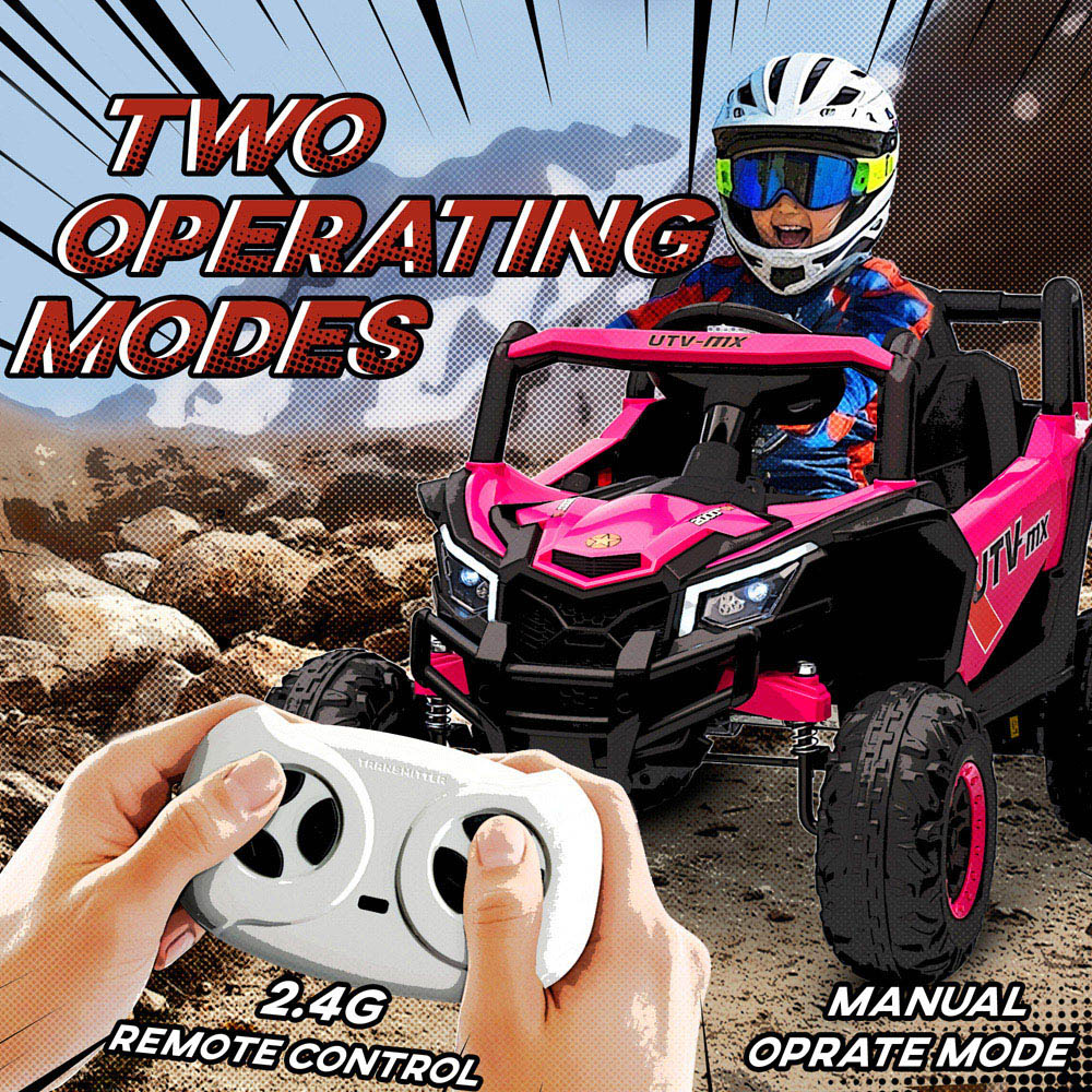 Tommy Toys Kids Pink Ride On Electric UTV Car with Remote and Safety Belt Image 4