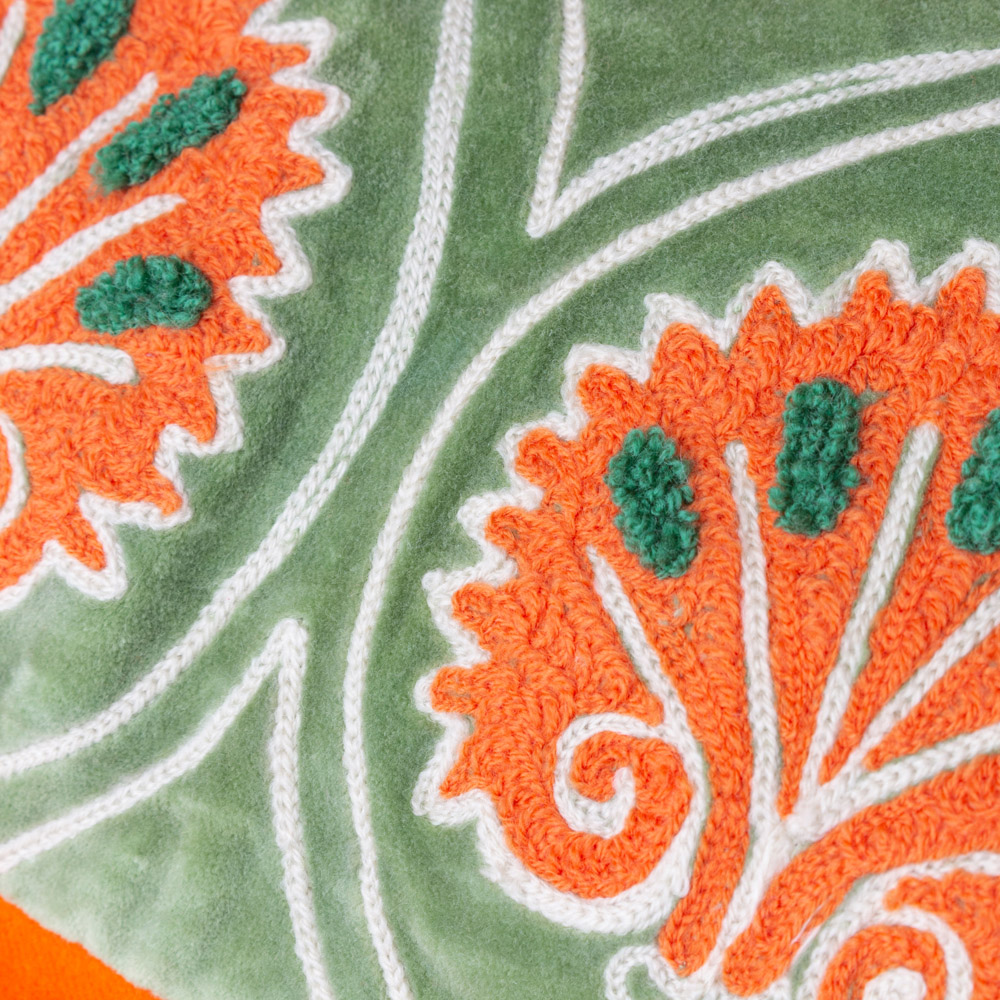 Paoletti Casa Peridot and Orange Embroidered Cushion Image 4