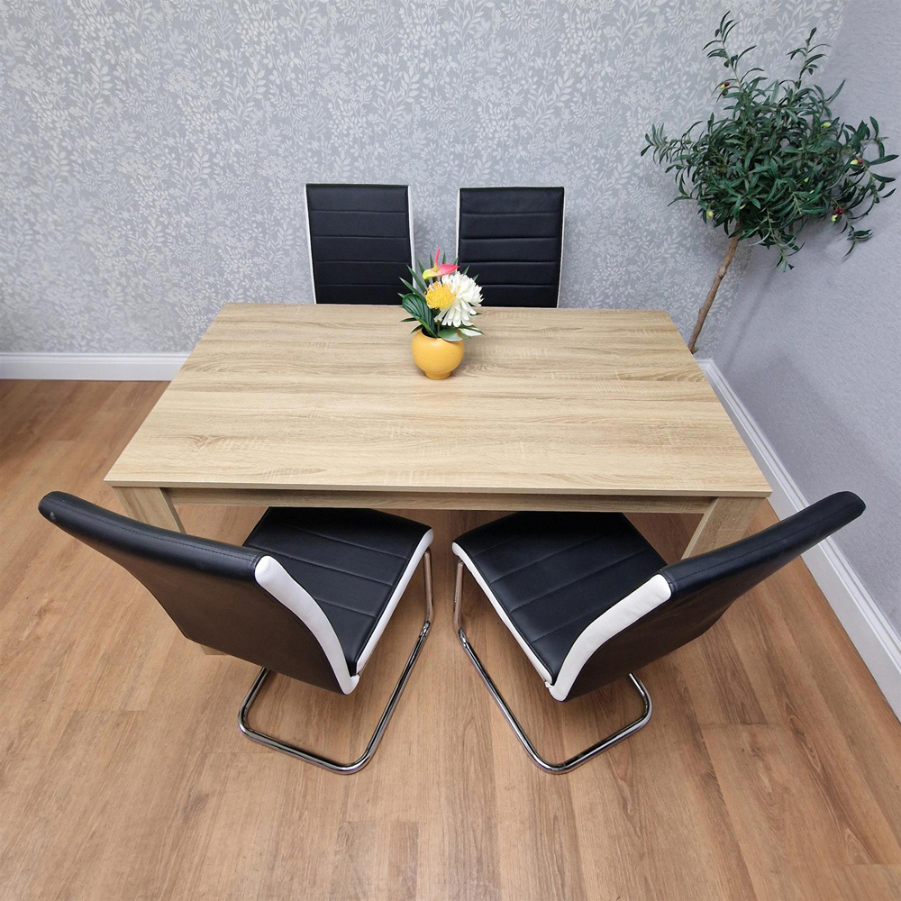 Portland Kosy Koala 4 Seater Dining Set Oak Effect and Black Image 5