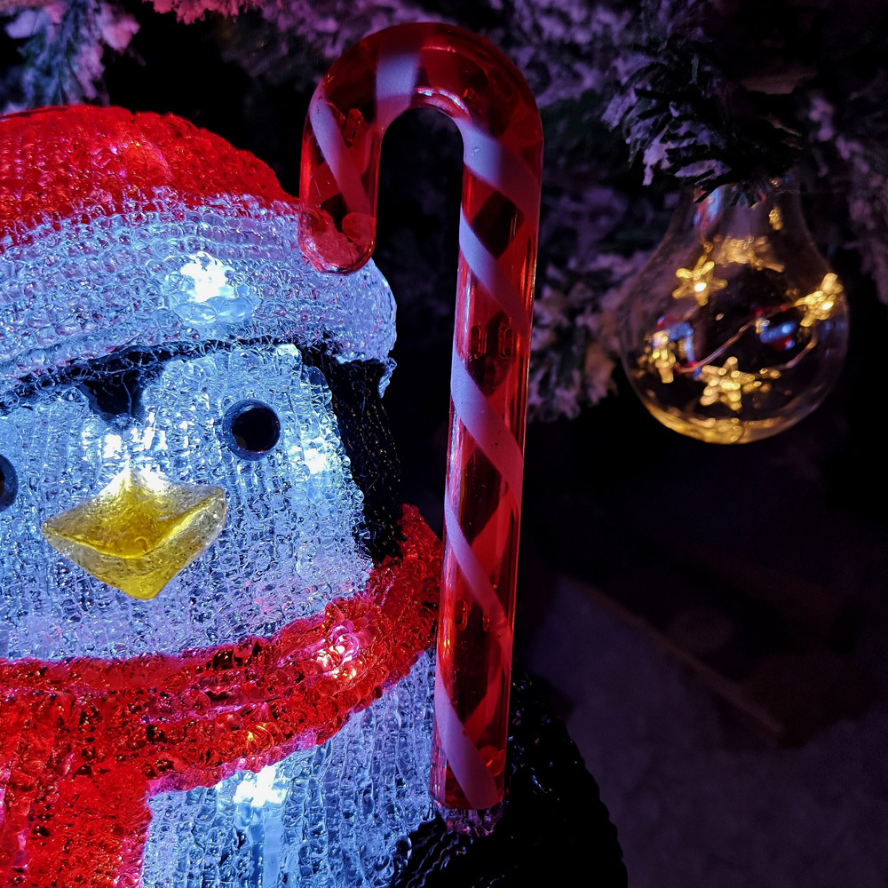 Samuel Alexander Soft Acrylic Penguin with Candy Cane LED Christmas Decoration 30cm Image 3