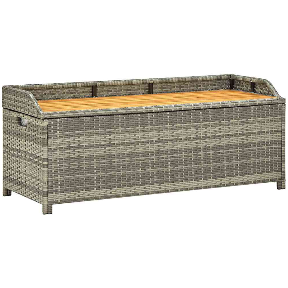 vidaXL Grey Poly Rattan Garden Storage Bench 120 x 50 x 50cm Image 2