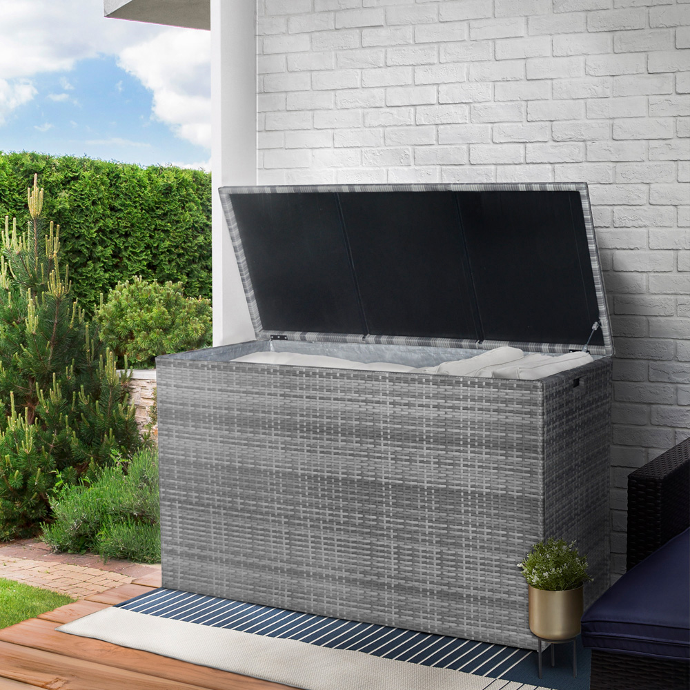 Teamson Home Grey Wicker Patio Storage Chest 154 Gallon Image 2
