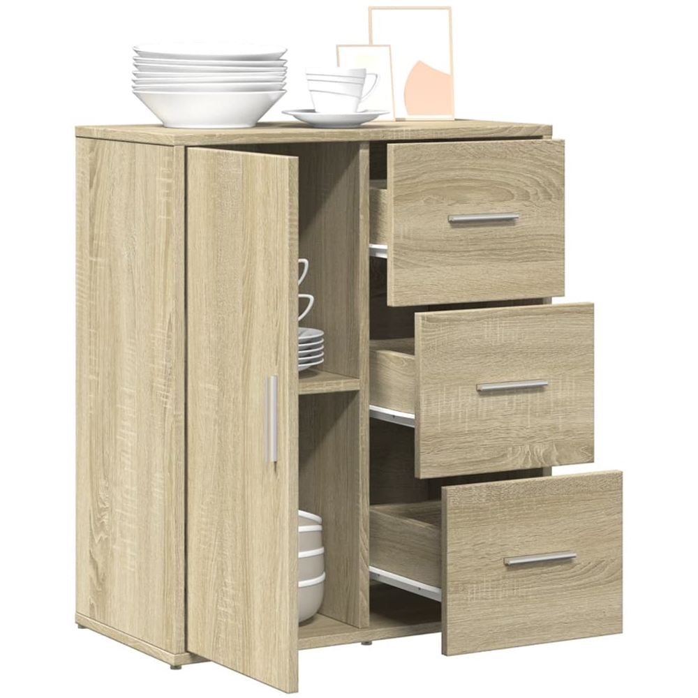 vidaXL Single Door 3 Drawer 2 Shelf Sonoma Oak Sideboard Image 3