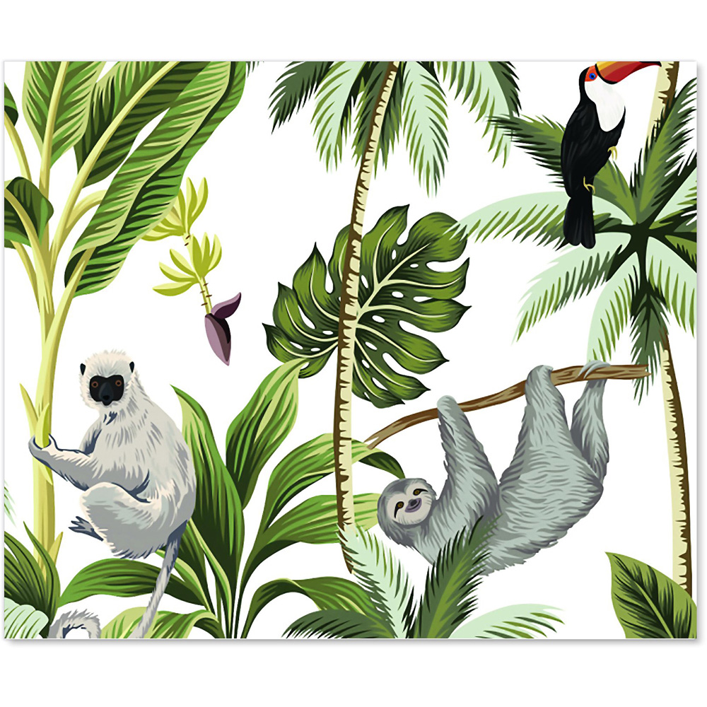 Warren Reed Designer Tropical Sloths Glass Kitchen Splashback 75 x 90cm Image 2