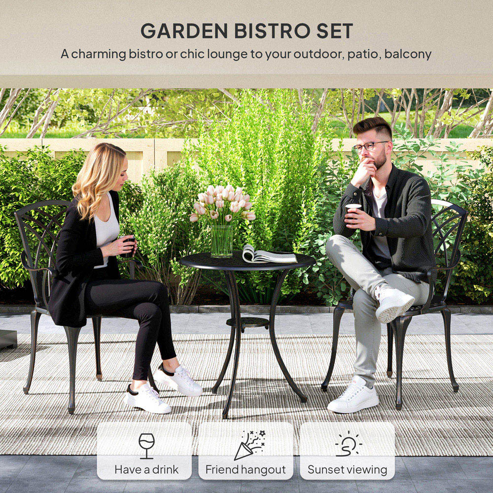 Outsunny 2 Seater Garden Bistro Set with Umbrella Hole Image 4