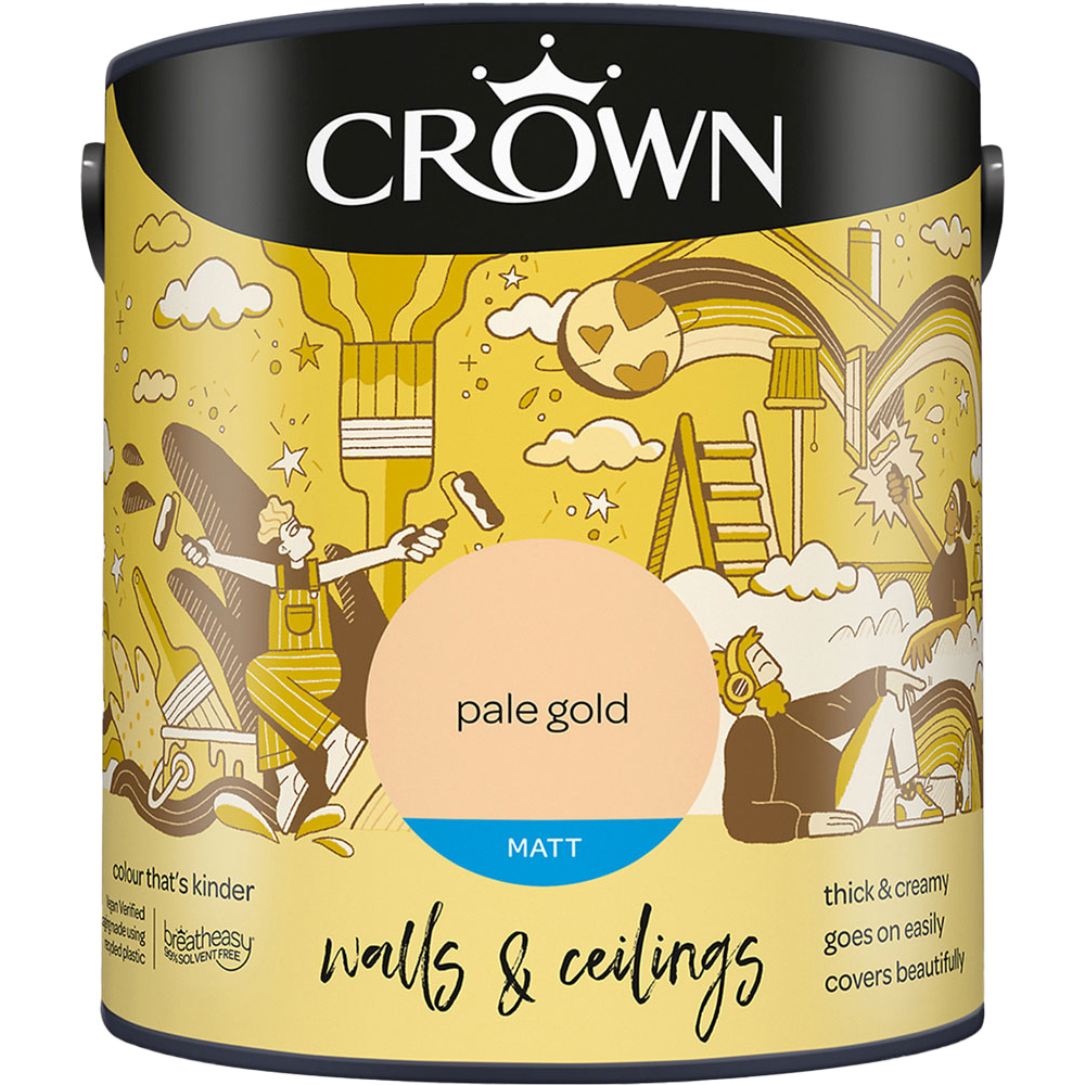 Crown Walls & Ceilings Pale Gold Matt Emulsion Paint 2.5L Image 2