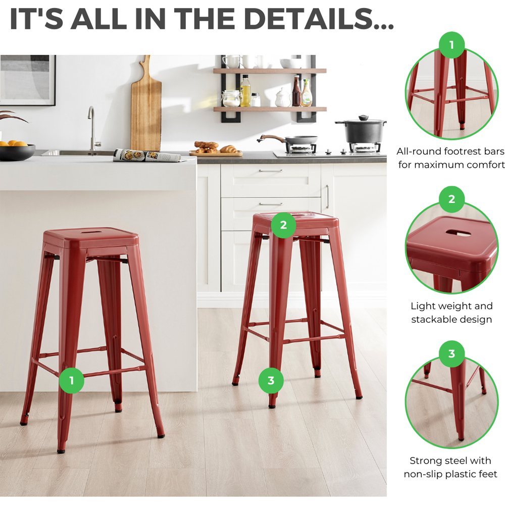 Furniturebox Carter Green Tolix Style Bar Stool Set of 2 Image 5