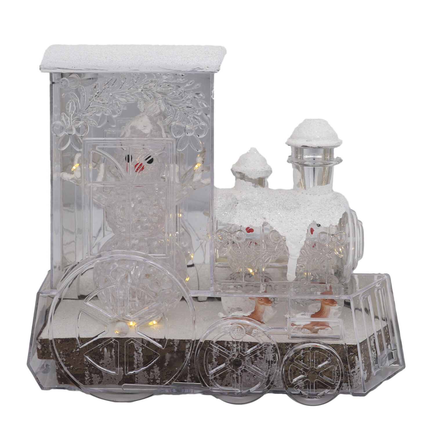 LED Train with Snowman Scene - Silver Image 1