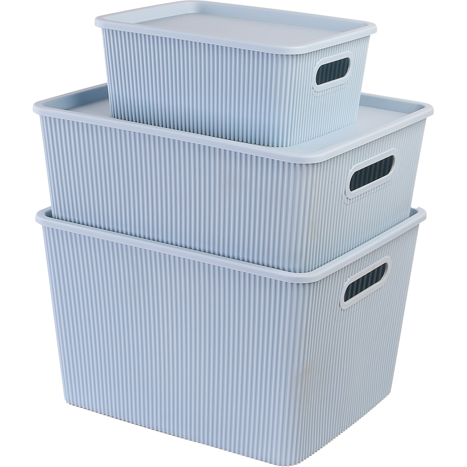My Home Ribbed Storage Box Slate Small Image 2