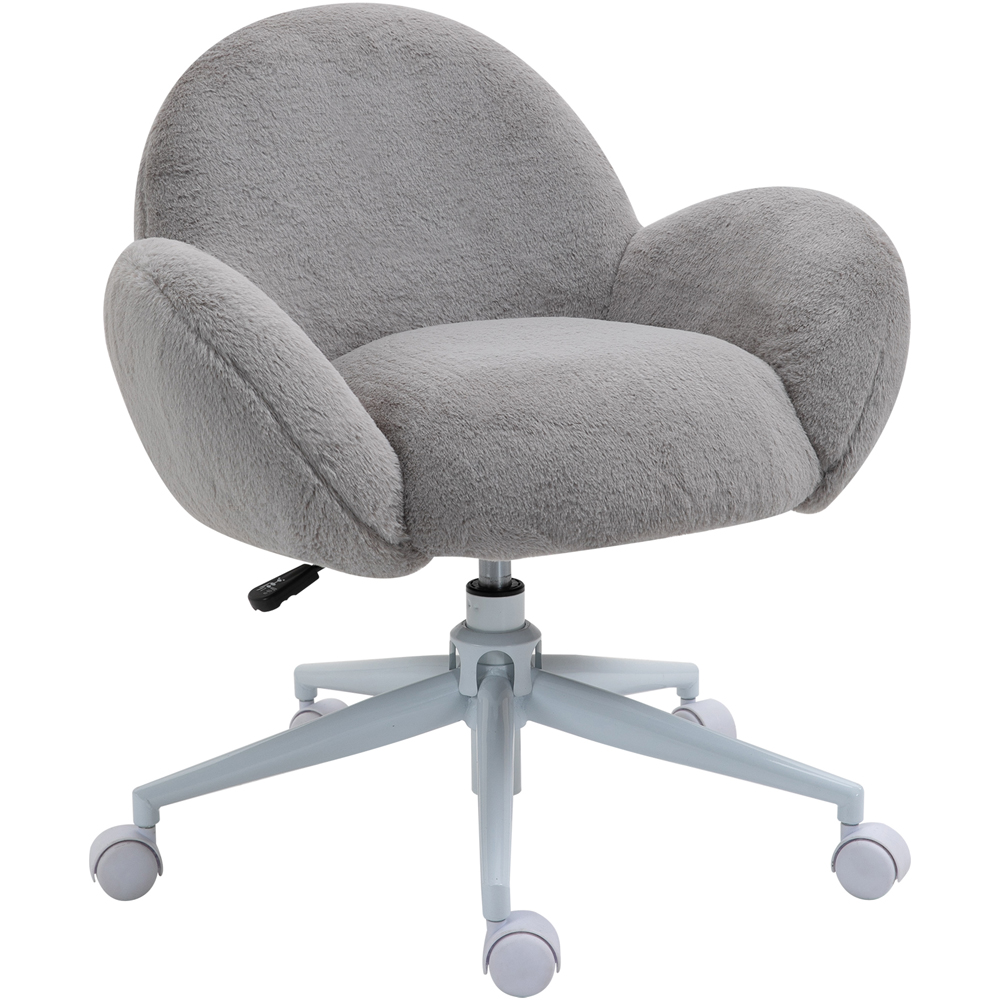 Portland Grey Fluffy Swivel Office Chair Image 2