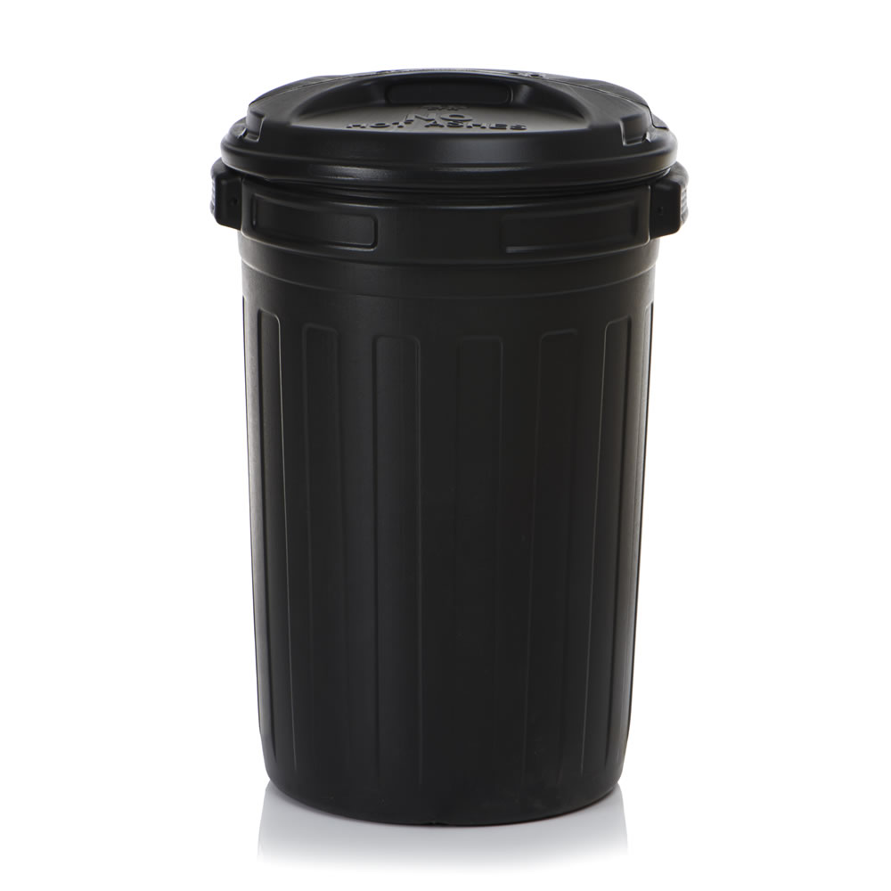 Wilko Dustbin and Lid Black Plastic 80L Image