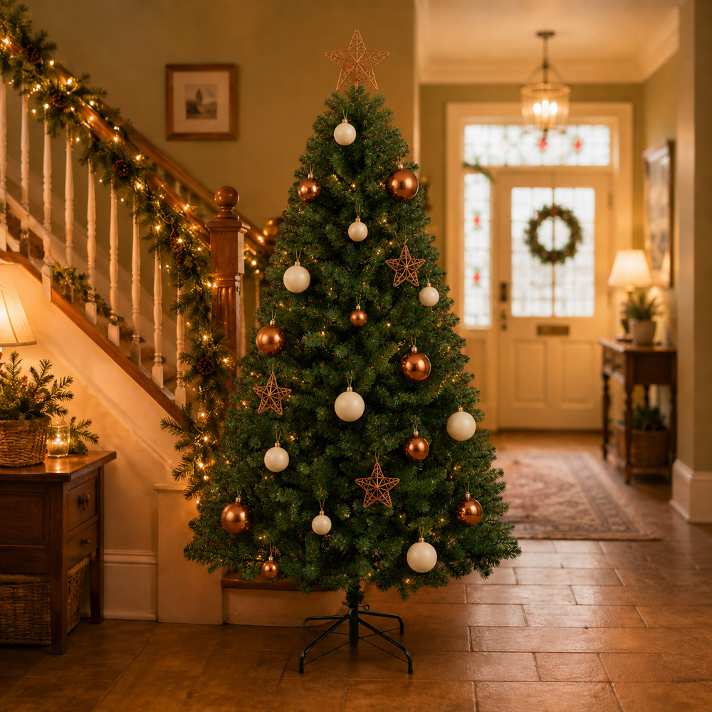 Festive Christmas Green Fir Artificial Christmas Tree 6ft Image 3