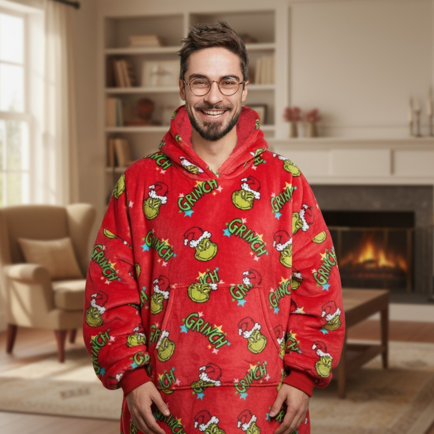The Grinch Fleece Hoodie Red 77cm Image 2