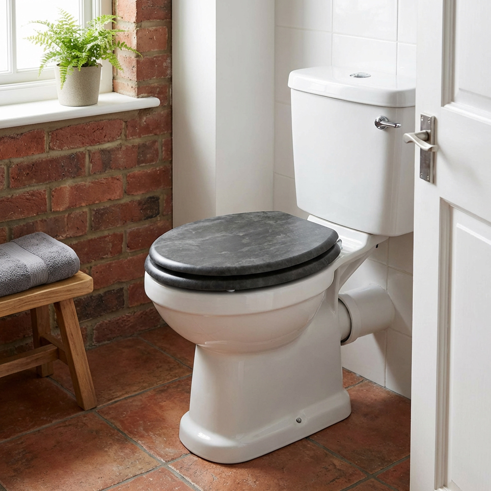 Grey Marble Effect Toilet Seat Image 5