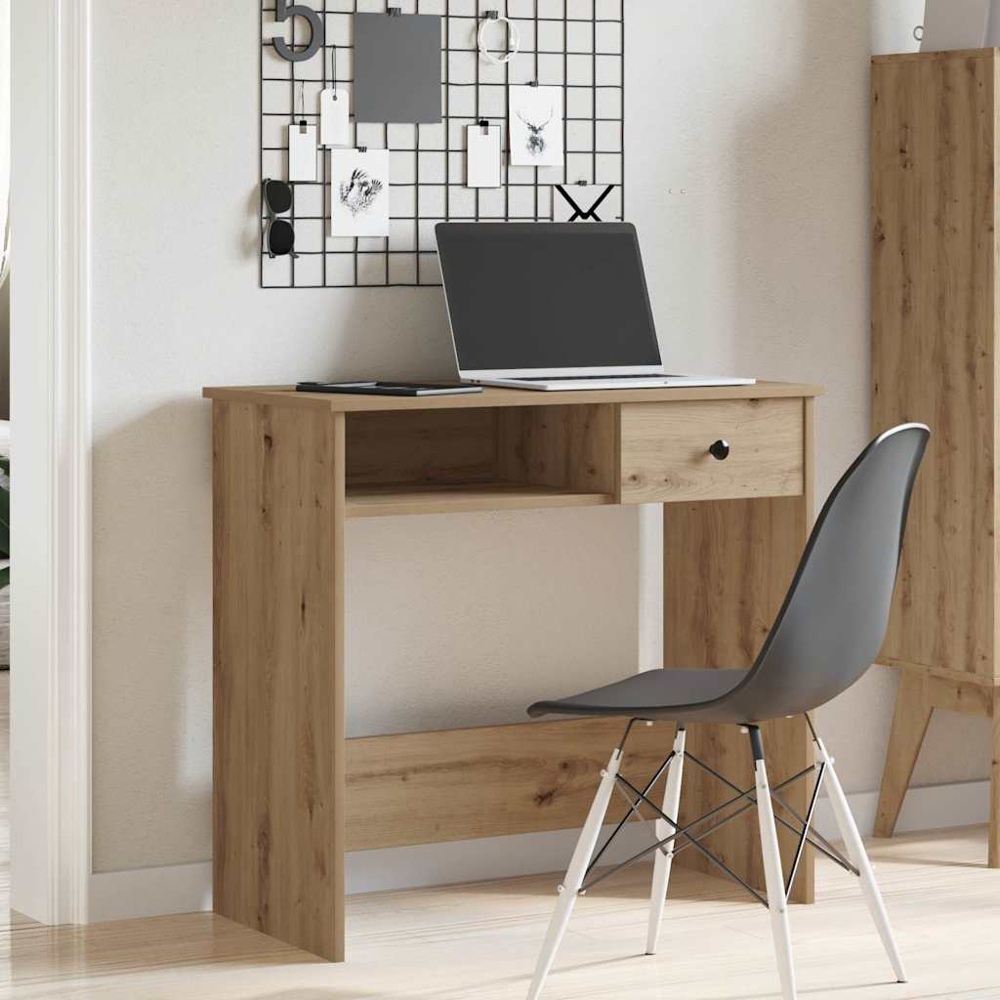vidaXL Single Drawer Single Shelf Computer Desk Artisan Oak Image 9
