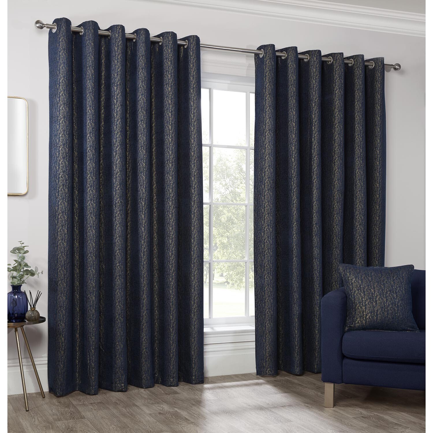 Nova Navy Eyelet Curtain 168 x 229cm Image 2