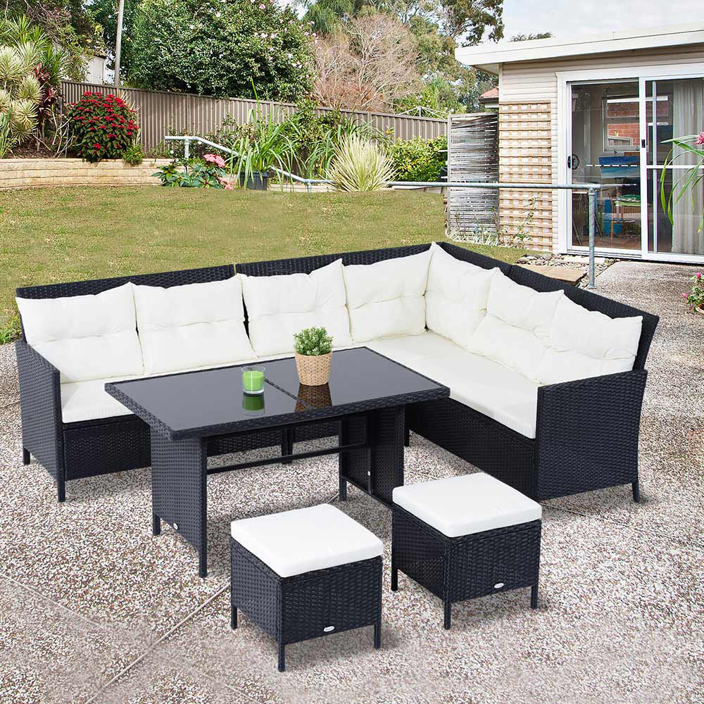 Outsunny 6PC Rattan Dining Set Black Image 1