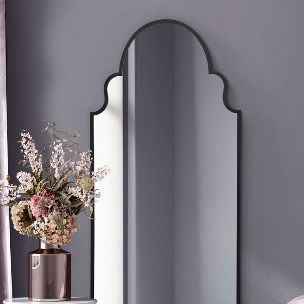 The Arcus Black Arched Metal Leaner Wall Mirror 200 x 85cm Image 3