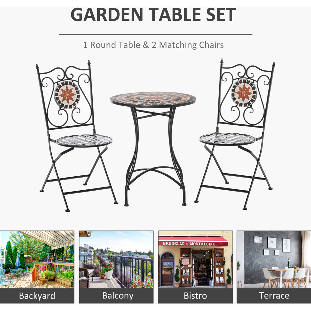 Outsunny 2 Seater Ceramic Tile Garden Round Dining Set Image 6