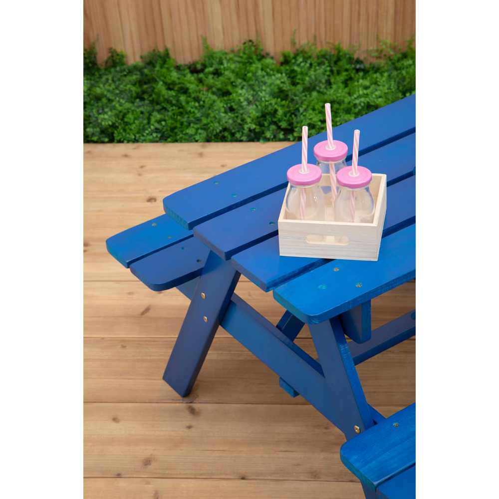 Premier Housewares Kids Brighton Wood Blue Picnic Bench Image 5
